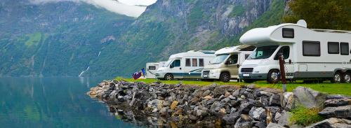 RVs overlooking nature